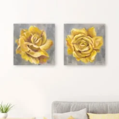 Canvas Art-Kirkland's Home Roses Giclee Canvas Art Prints, Set Of 2 Yellow