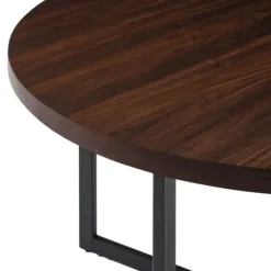 Dining Tables-Kirkland's Home Round And Black X Base Dining Table Brown