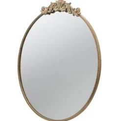 Decorative Mirrors-Kirkland's Home Round Antique Floral Scroll Mirror, 39 In. Gold