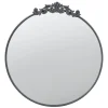 Decorative Mirrors-Kirkland's Home Round Antique Floral Scroll Mirror, 39 In. Black