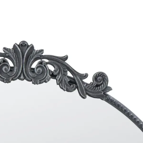 Decorative Mirrors-Kirkland's Home Round Antique Floral Scroll Mirror, 39 In. Black