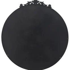Decorative Mirrors-Kirkland's Home Round Antique Floral Scroll Mirror, 39 In. Black