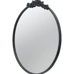 Decorative Mirrors-Kirkland's Home Round Antique Floral Scroll Mirror, 32 In. Black
