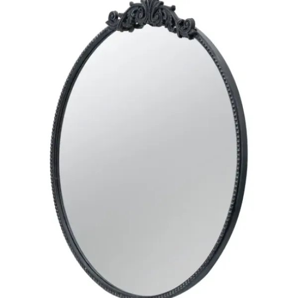 Decorative Mirrors-Kirkland's Home Round Antique Floral Scroll Mirror, 32 In. Black