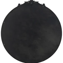 Decorative Mirrors-Kirkland's Home Round Antique Floral Scroll Mirror, 32 In. Black
