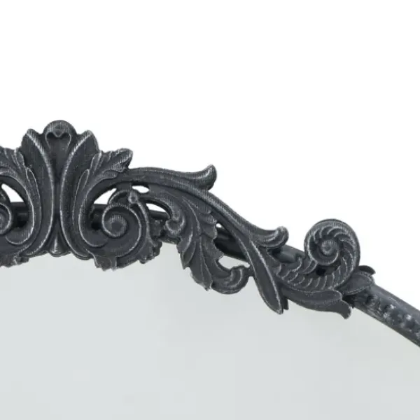 Decorative Mirrors-Kirkland's Home Round Antique Floral Scroll Mirror, 32 In. Black