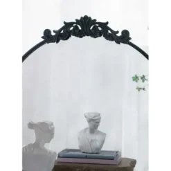 Decorative Mirrors-Kirkland's Home Round Antique Floral Scroll Mirror, 32 In. Black
