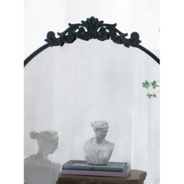 Decorative Mirrors-Kirkland's Home Round Antique Floral Scroll Mirror, 32 In. Black