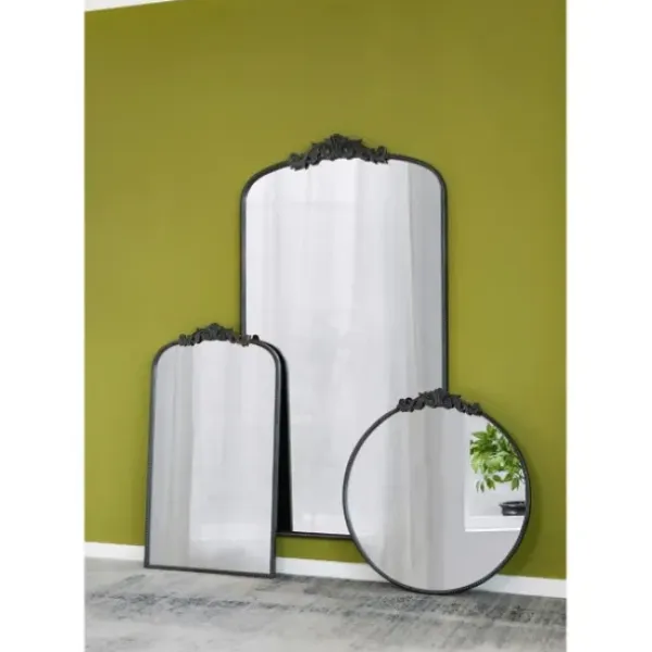 Decorative Mirrors-Kirkland's Home Round Antique Floral Scroll Mirror, 32 In. Black