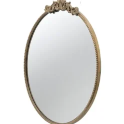 Decorative Mirrors-Kirkland's Home Round Antique Floral Scroll Mirror, 32 In. Gold