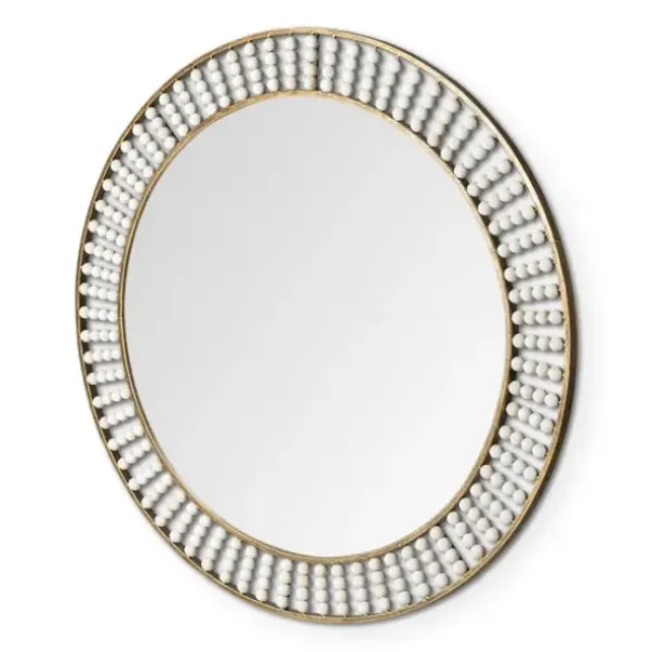 Decorative Mirrors-Kirkland's Home Round Antique Gold Double Beaded Mirror
