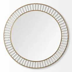 Decorative Mirrors-Kirkland's Home Round Antique Gold Double Beaded Mirror