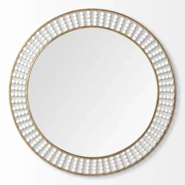 Decorative Mirrors-Kirkland's Home Round Antique Gold Double Beaded Mirror