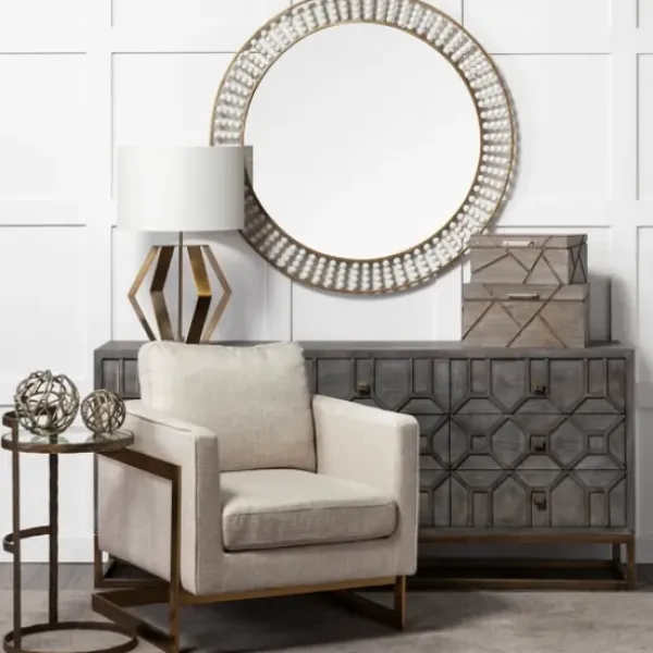 Decorative Mirrors-Kirkland's Home Round Antique Gold Double Beaded Mirror