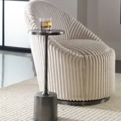 Accent & End Tables-Kirkland's Home Round Antique Nickel Accent Table Silver
