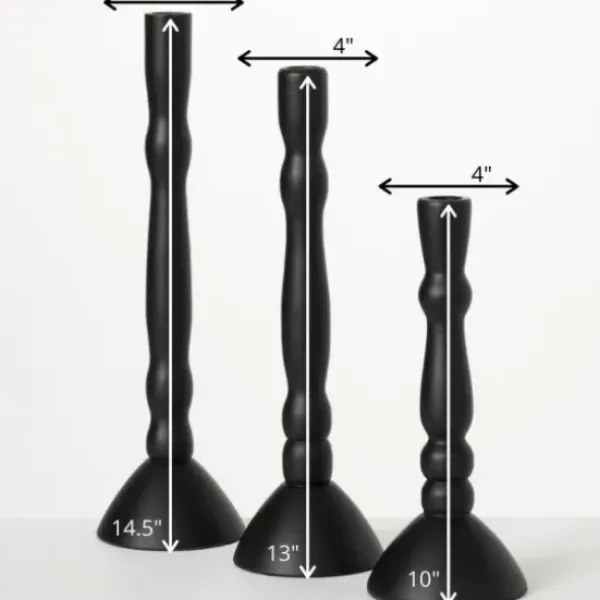 Candle Holders-Kirkland's Home Round Base Taper Candle Holders, Set Of 3 Black