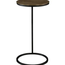 Accent & End Tables-Kirkland's Home Round Black And Gold Metal C-Table Black/Gold