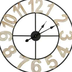 Clocks-Kirkland's Home Round Black Metal Open Face Wall Clock