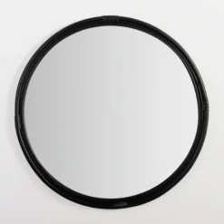 Decorative Mirrors-Kirkland's Home Round Black Rattan Wall Mirror