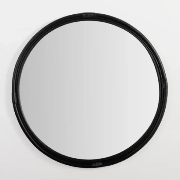 Decorative Mirrors-Kirkland's Home Round Black Rattan Wall Mirror