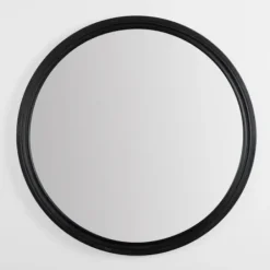 Decorative Mirrors-Kirkland's Home Round Black Wood Ridged Mirror