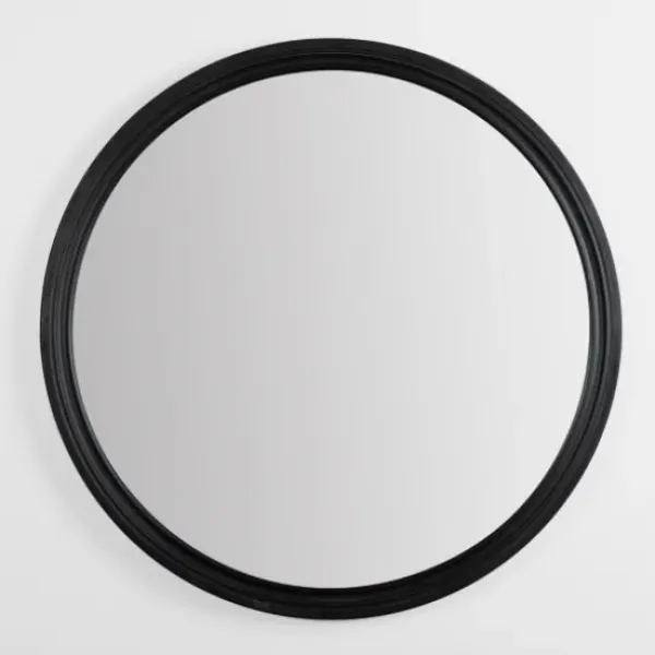 Decorative Mirrors-Kirkland's Home Round Black Wood Ridged Mirror
