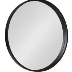 Decorative Mirrors-Kirkland's Home Round Black Wood Travis Accent Mirror