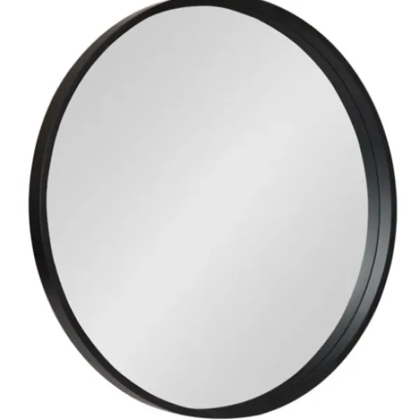 Decorative Mirrors-Kirkland's Home Round Black Wood Travis Accent Mirror