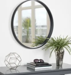 Decorative Mirrors-Kirkland's Home Round Black Wood Travis Accent Mirror