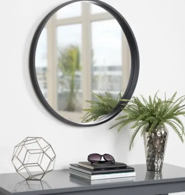 Decorative Mirrors-Kirkland's Home Round Black Wood Travis Accent Mirror
