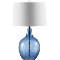 Table Lamps-Kirkland's Home Round Blue Textured Glass Table Lamp White