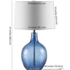 Table Lamps-Kirkland's Home Round Blue Textured Glass Table Lamp White