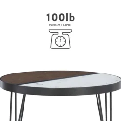 Coffee Tables-Kirkland's Home Round Brown Wood And White Marble Top Coffee Table Brown/White