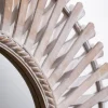 Decorative Mirrors-Kirkland's Home Round Brown Woven Bamboo Wall Mirror