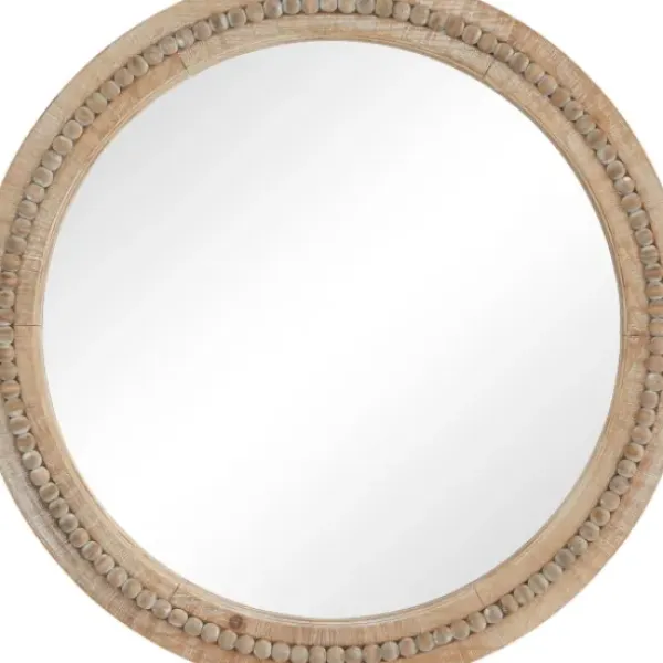 Decorative Mirrors-Kirkland's Home Round Distressed Beaded Wall Mirror, 28 In.