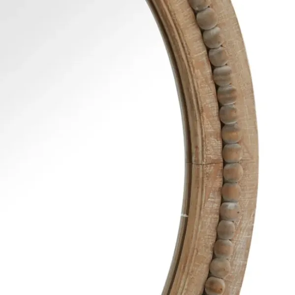 Decorative Mirrors-Kirkland's Home Round Distressed Beaded Wall Mirror, 28 In.