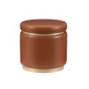 Benches & Ottomans-Kirkland's Home Round Faux Leather Storage Ottoman Brown