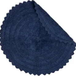 Bathroom Rugs-Kirkland's Home Round French Crochet Bath Mat, 28 In. Blue