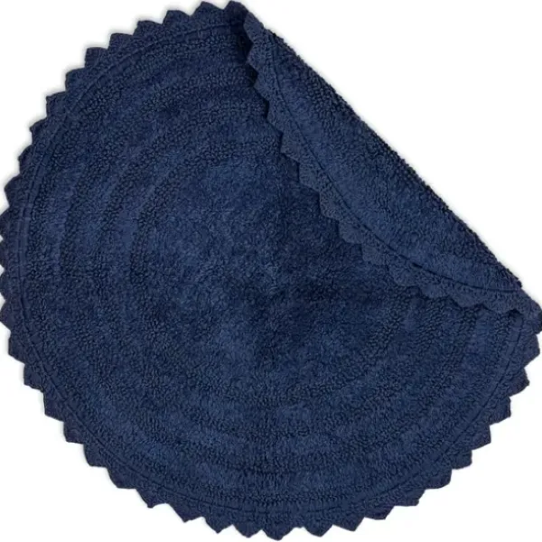 Bathroom Rugs-Kirkland's Home Round French Crochet Bath Mat, 28 In. Blue