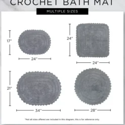Bathroom Rugs-Kirkland's Home Round French Crochet Bath Mat, 28 In. Blue