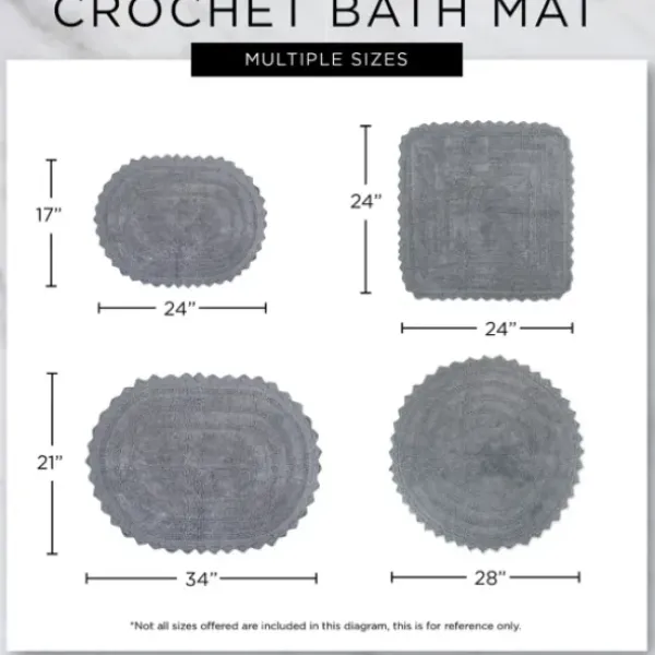 Bathroom Rugs-Kirkland's Home Round French Crochet Bath Mat, 28 In. Blue