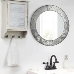 Decorative Mirrors-Kirkland's Home Round Galvanized Wall Mirror, 22 In.