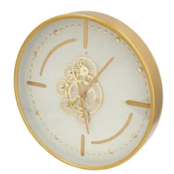 Clocks-Kirkland's Home Round Gold Gears Wall Clock Gold/White