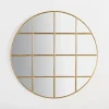 Decorative Mirrors-Kirkland's Home Round Gold Windowpane Wall Mirror