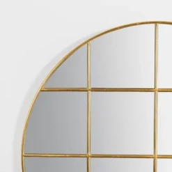 Decorative Mirrors-Kirkland's Home Round Gold Windowpane Wall Mirror