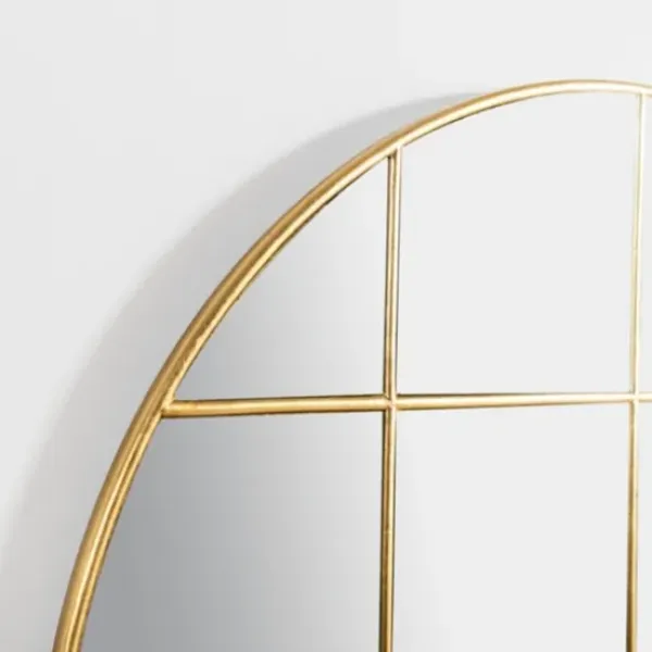 Decorative Mirrors-Kirkland's Home Round Gold Windowpane Wall Mirror