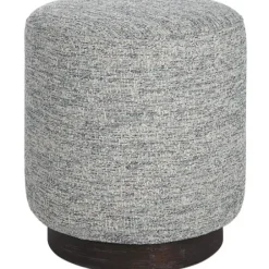 Benches & Ottomans-Kirkland's Home Round Gray & Blue Upholstered Ottoman Gray/Blue