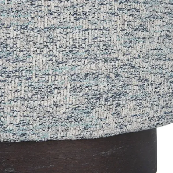 Benches & Ottomans-Kirkland's Home Round Gray & Blue Upholstered Ottoman Gray/Blue