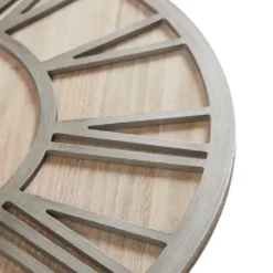 Clocks-Kirkland's Home Round Gray And Natural Wooden Wall Clock