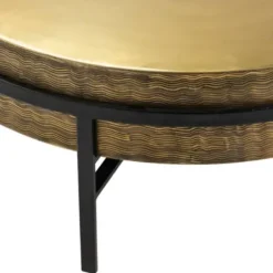 Coffee Tables-Kirkland's Home Round Hammered Metal Coffee Table Gold